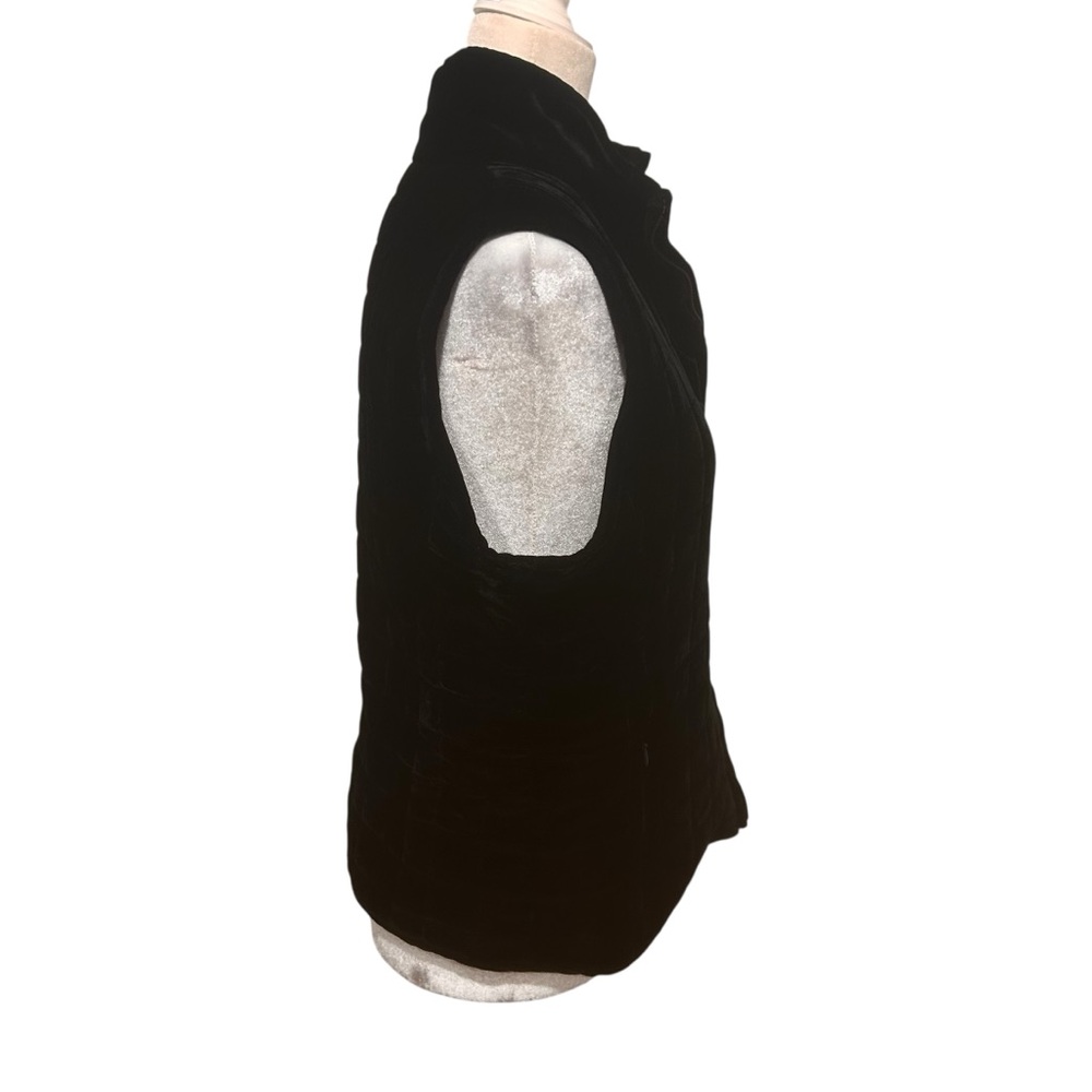 RALPH LAUREN Reversible black Velvet/Quilted Sateen Vest womens size large zip - Picture 13 of 16